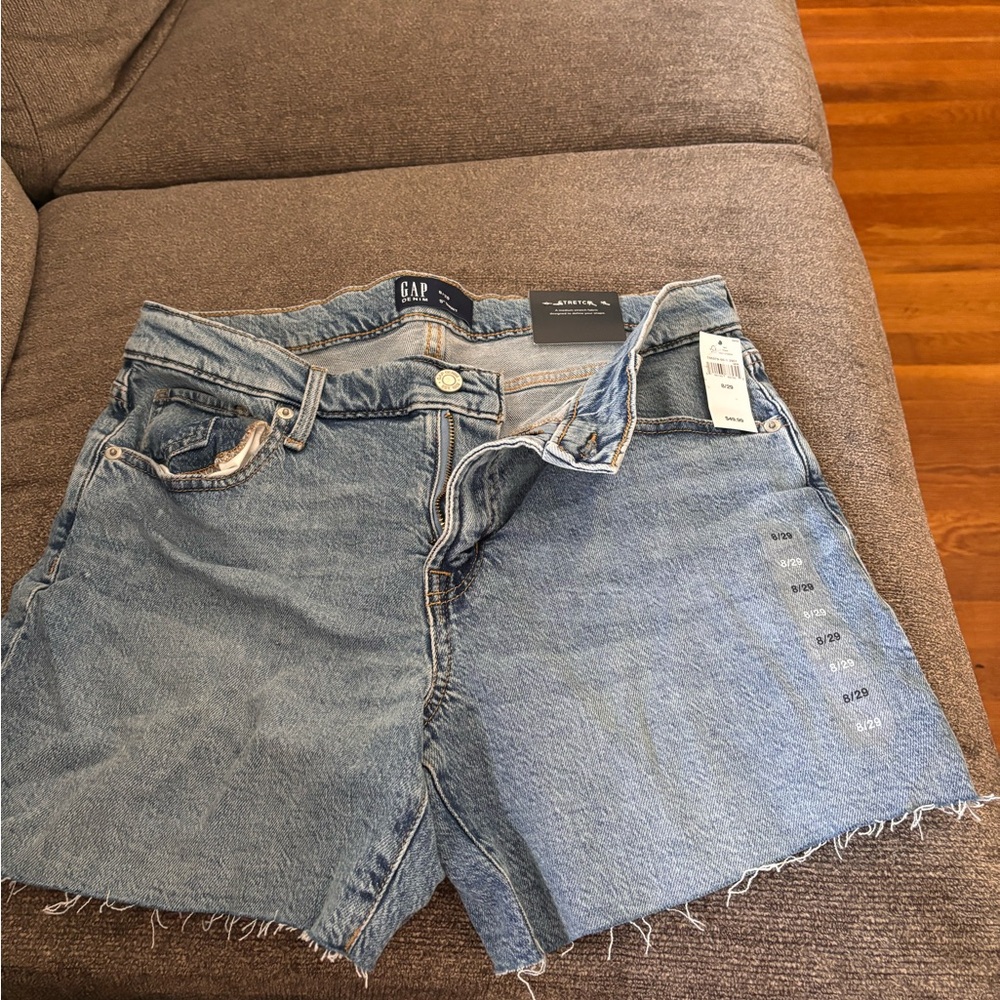 GAP Blue Jean Shorts with Frayed Hem and Distressed Look